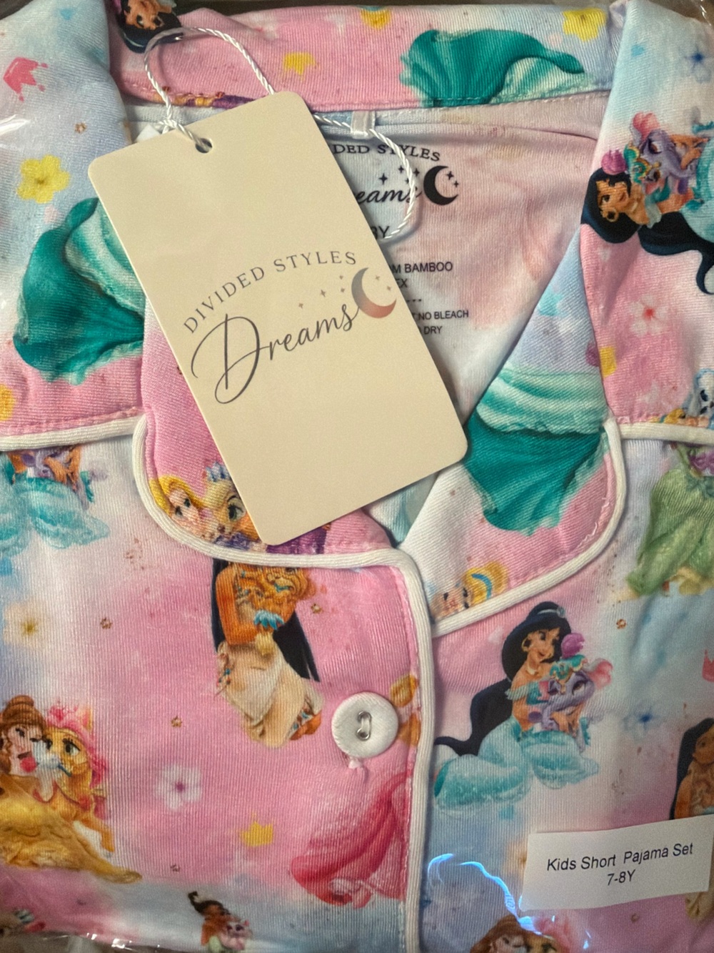 Girls' Pink Princess Print Pajama Set